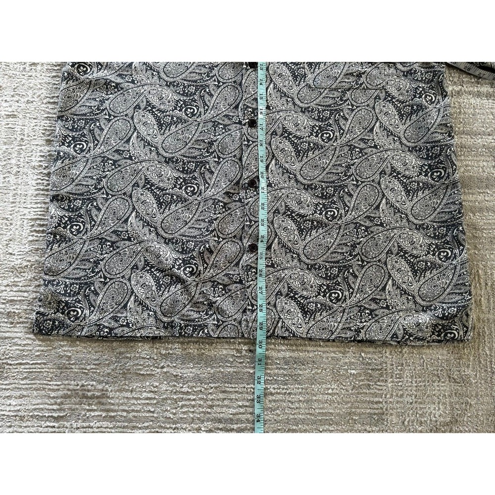 Vintage Silk Hawaiian Shirt Mens XL Black White Paisley Print Collared Button Up - Picture 6 of 11